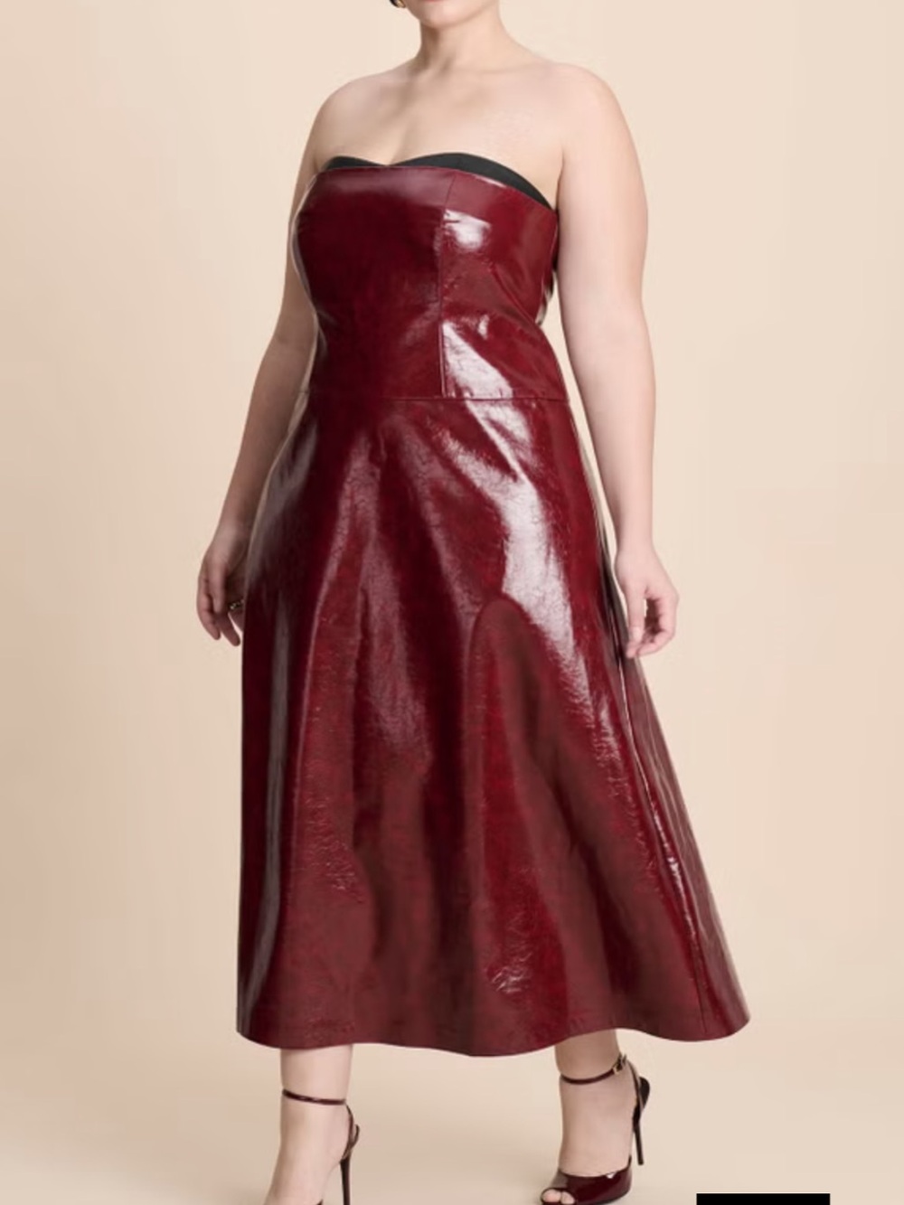 ELOQUII Textured Faux Leather Dress With Cup Detail